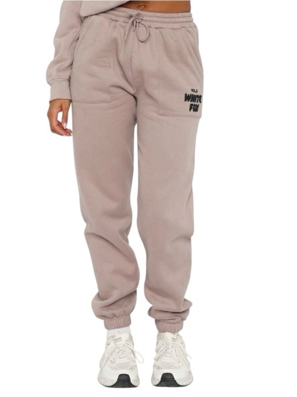 White Fox Offstage Sweatpants S Mauve Rosy Tan Oversized Cozy Lounge Athleisure